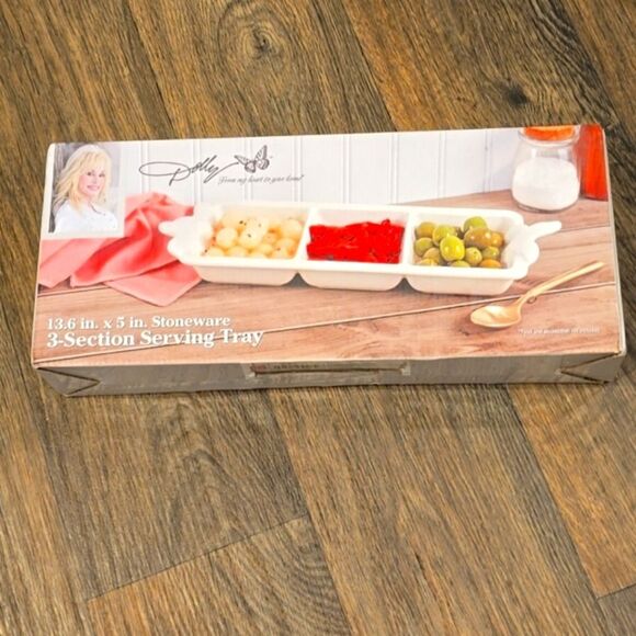 Tabletops Unlimited X Dolly Parton Stoneware 3-Section Serving Tray - Picture 9 of 9
